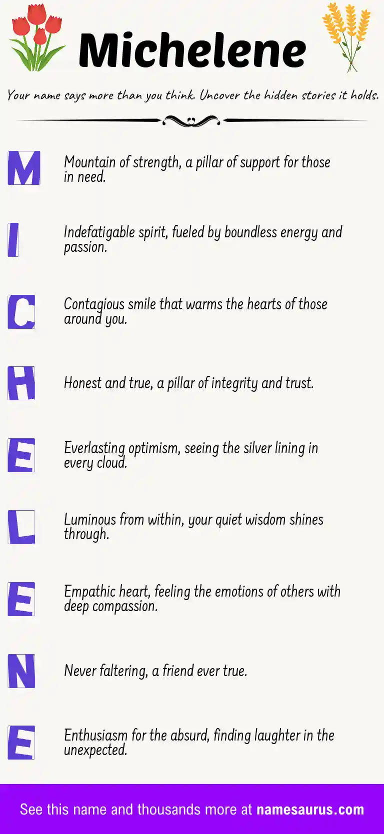 Acrostic poem about Michelene.