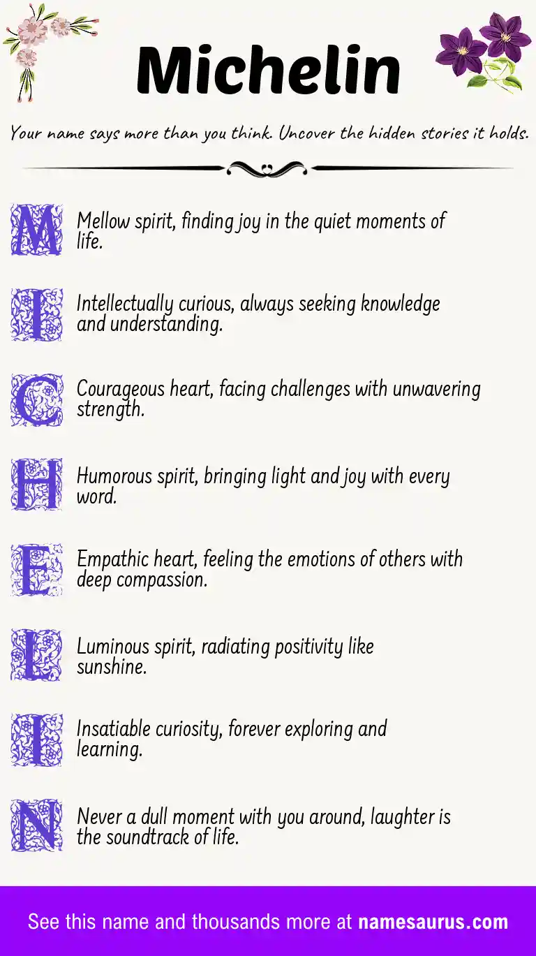 Acrostic poem about Michelin.