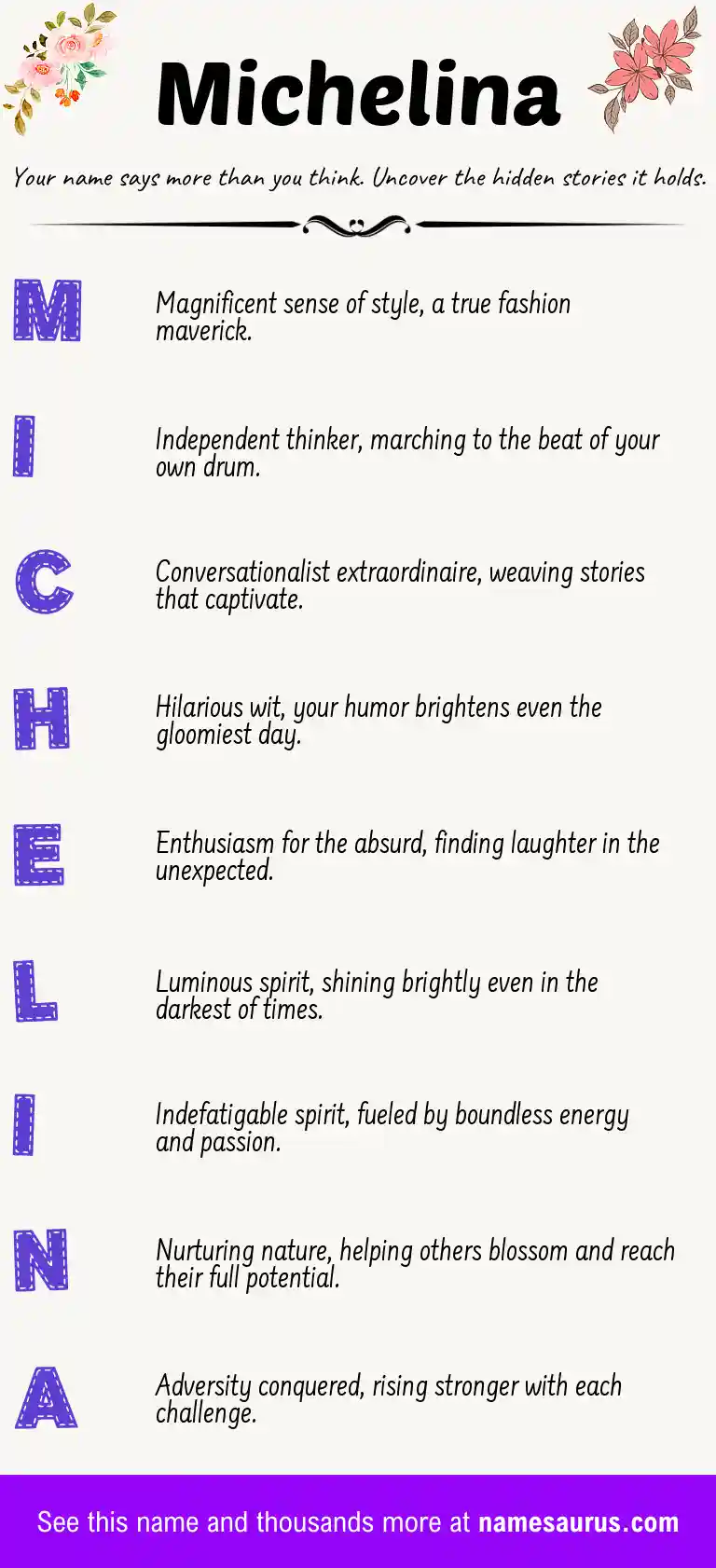 Acrostic poem about Michelina.