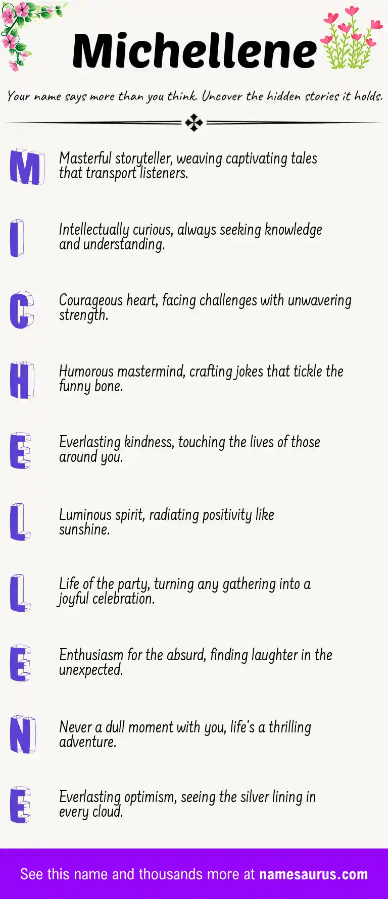 Acrostic poem about Michellene.