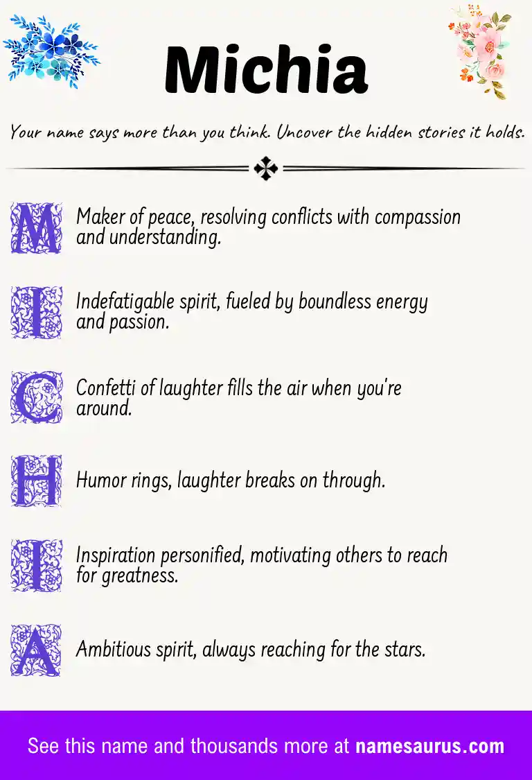 Acrostic poem about Michia.