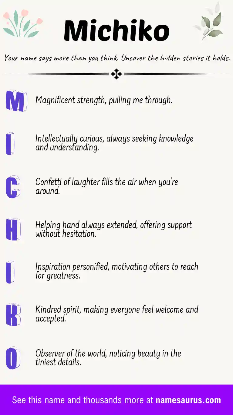 Acrostic poem about Michiko.