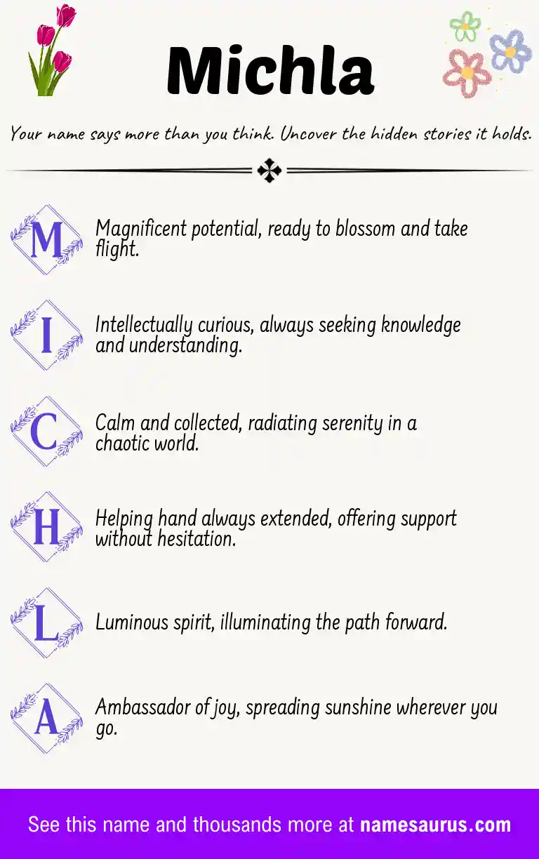 Acrostic poem about Michla.