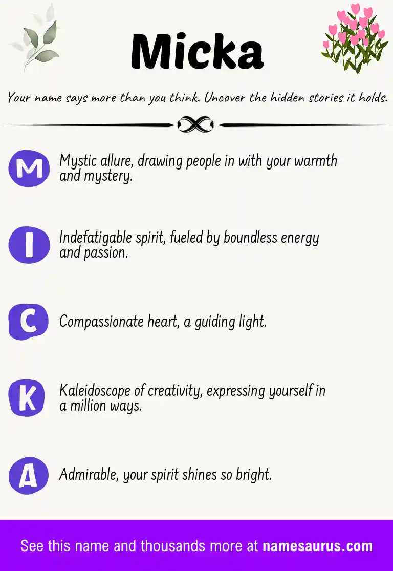 Acrostic poem about Micka.
