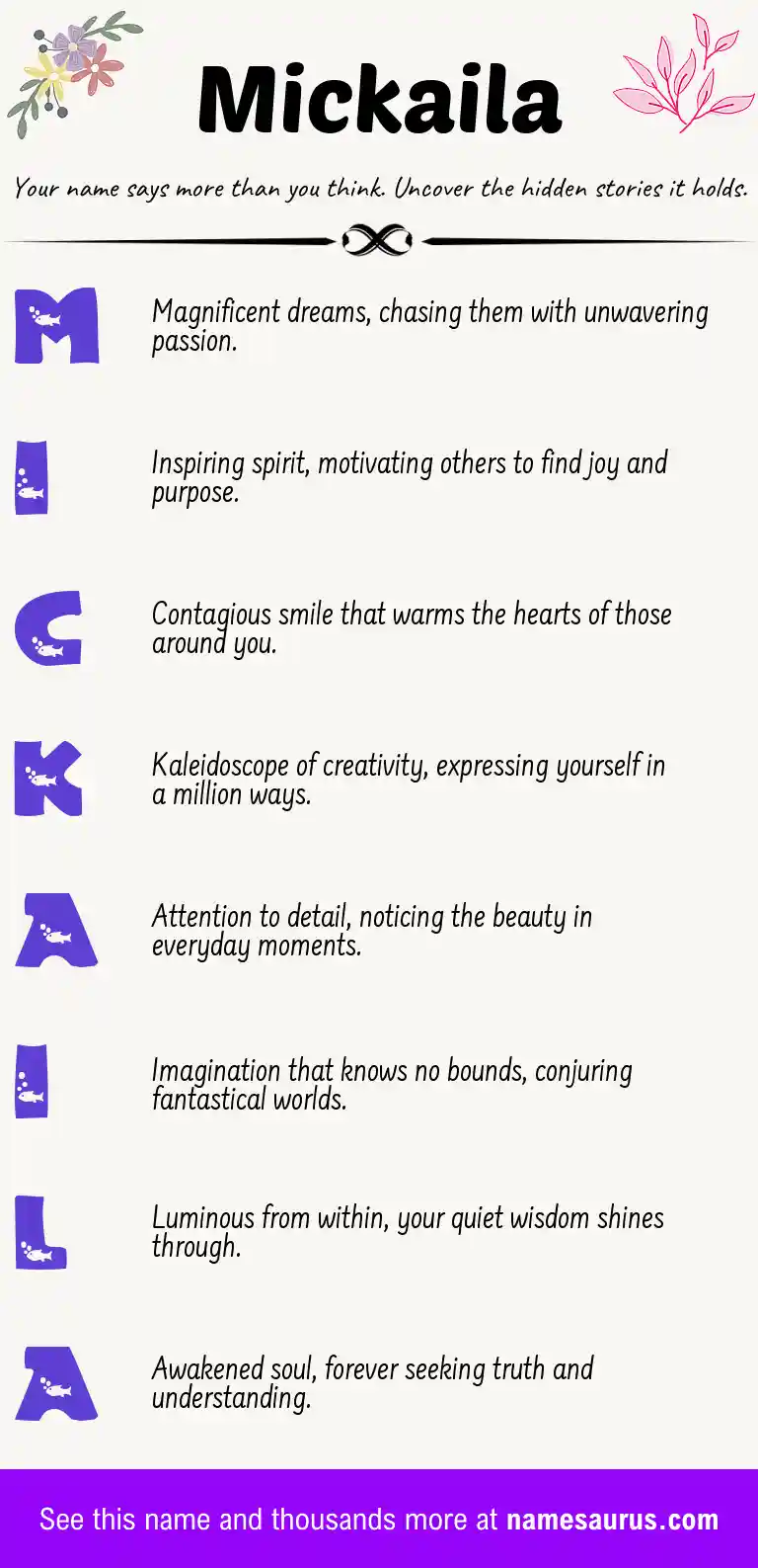 Acrostic poem about Mickaila.