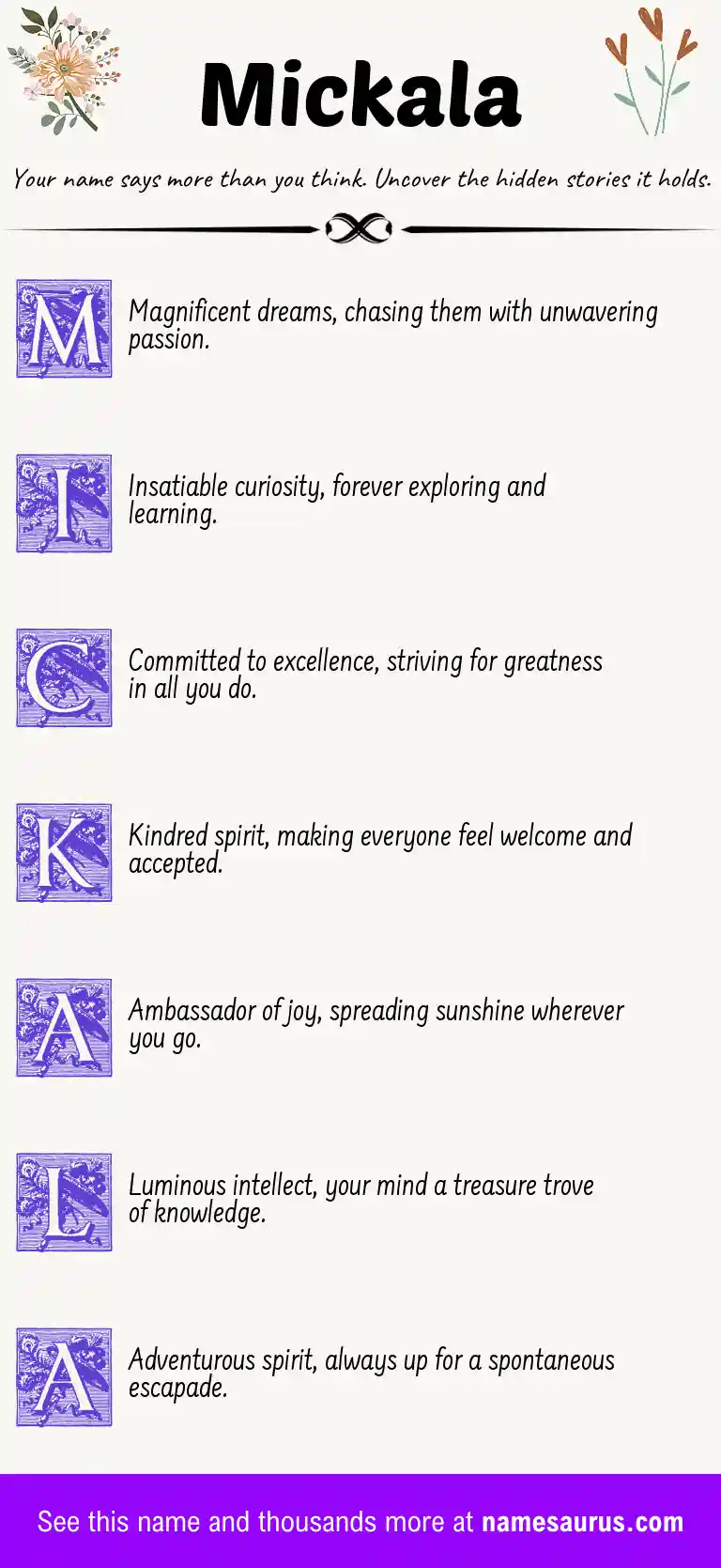 Acrostic poem about Mickala.