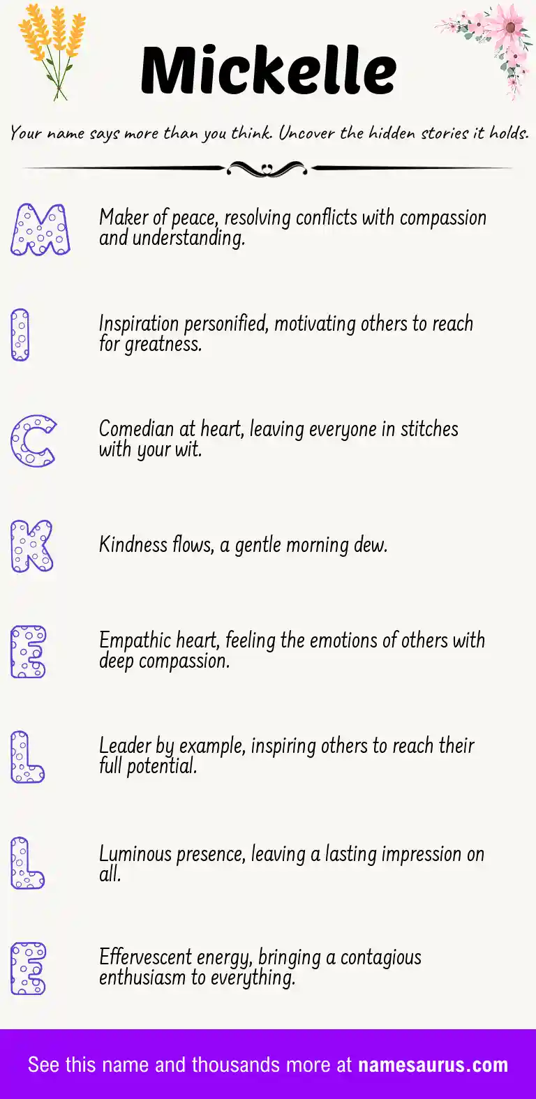 Acrostic poem about Mickelle.
