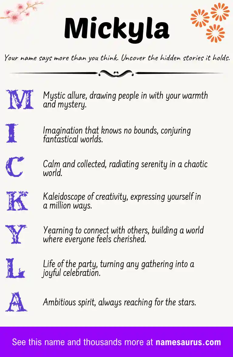 Acrostic poem about Mickyla.