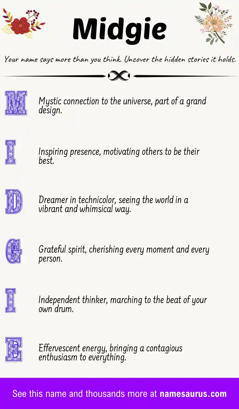 Acrostic poem about Midgie.