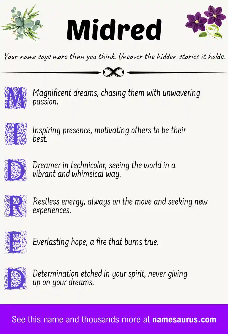 Acrostic poem about Midred.
