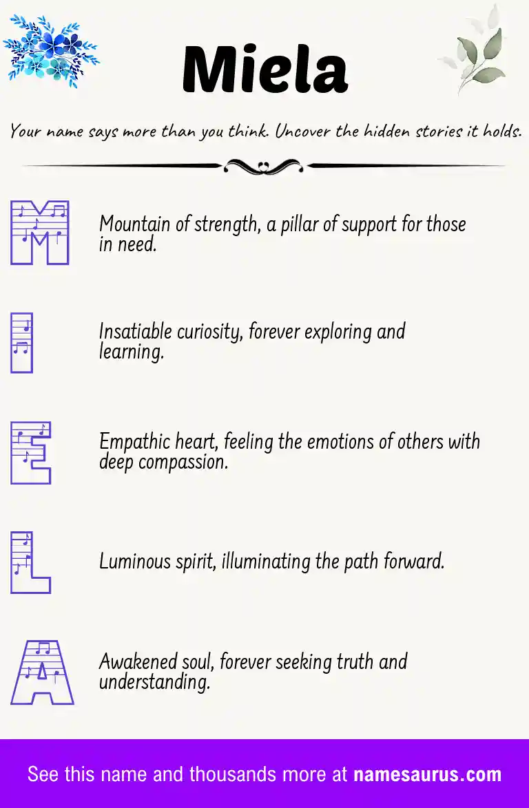 Acrostic poem about Miela.