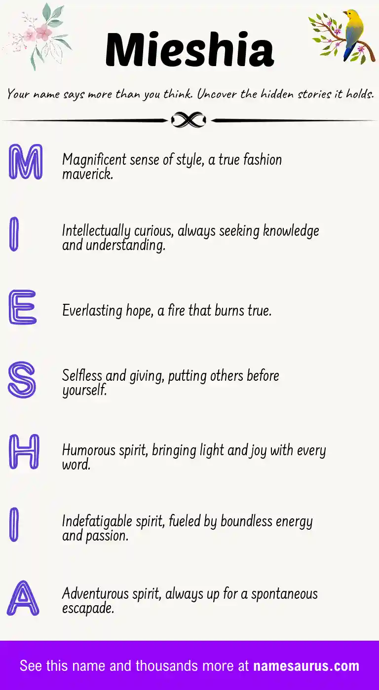 Acrostic poem about Mieshia.
