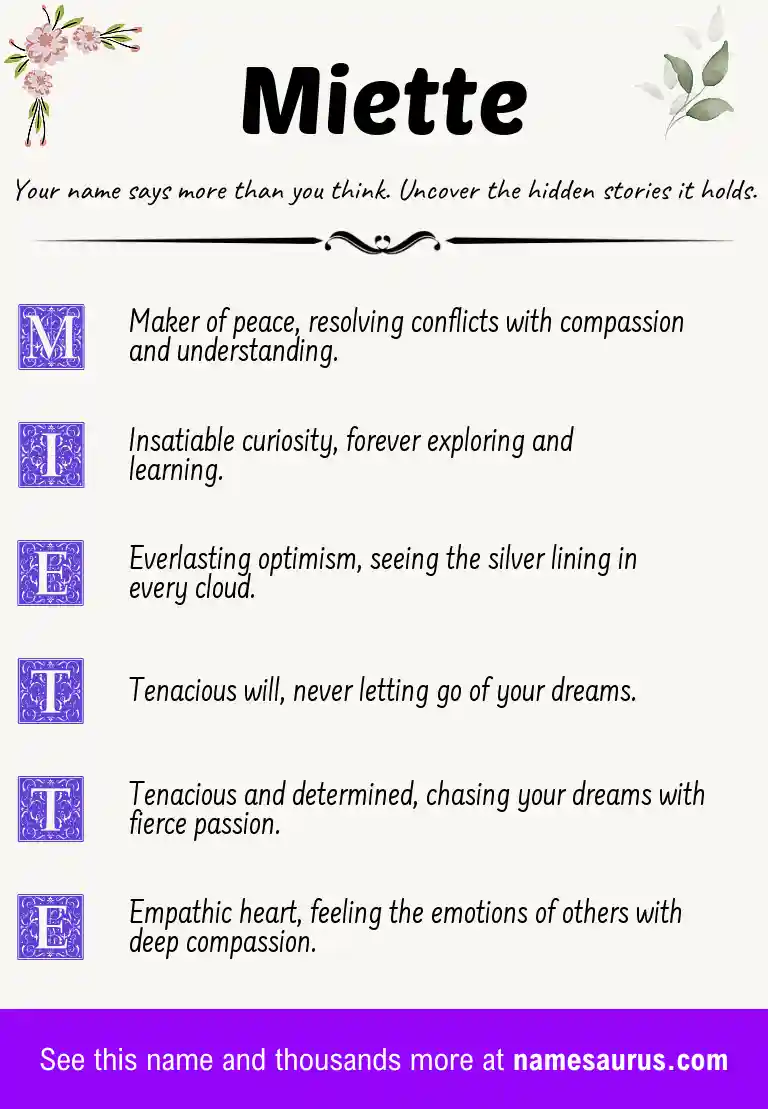 Acrostic poem about Miette.