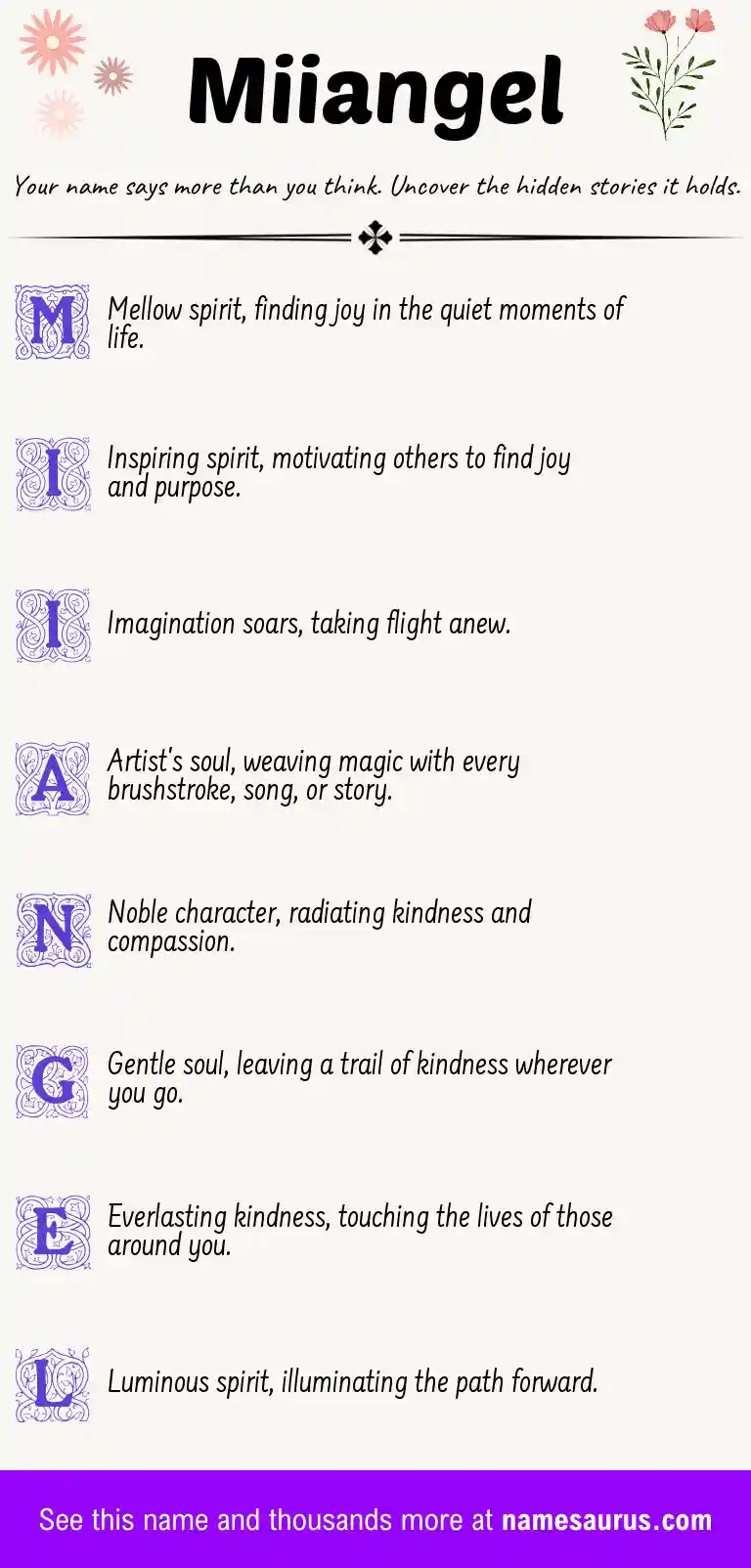 Acrostic poem about Miiangel.