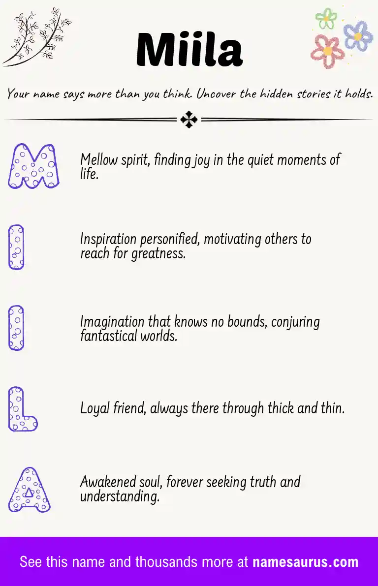 Acrostic poem about Miila.