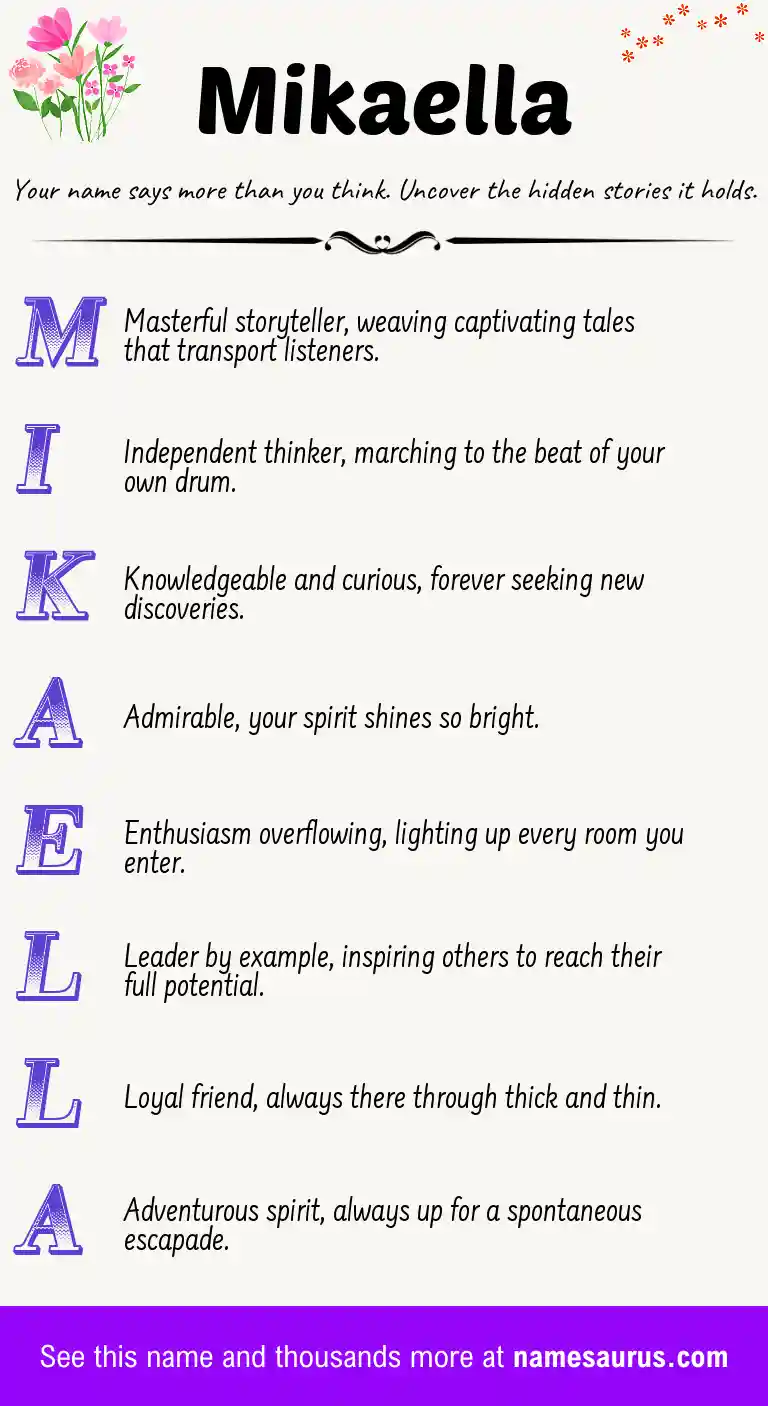 Acrostic poem about Mikaella.