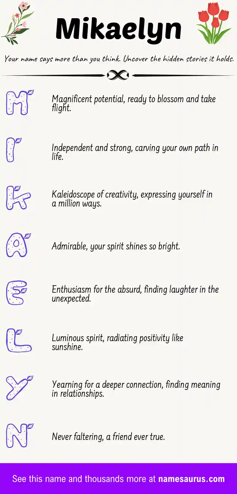 Acrostic poem about Mikaelyn.