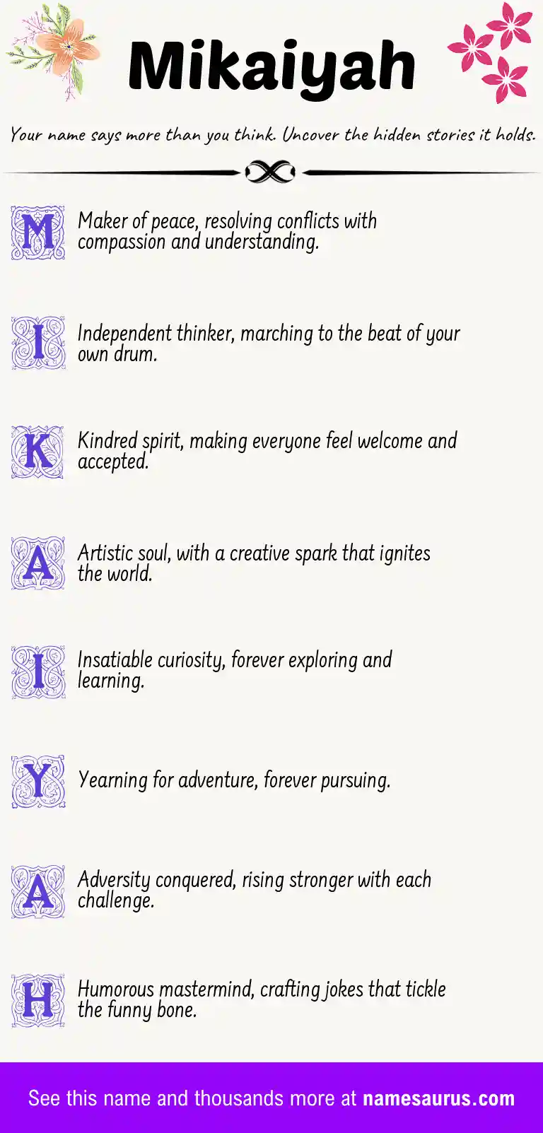 Acrostic poem about Mikaiyah.
