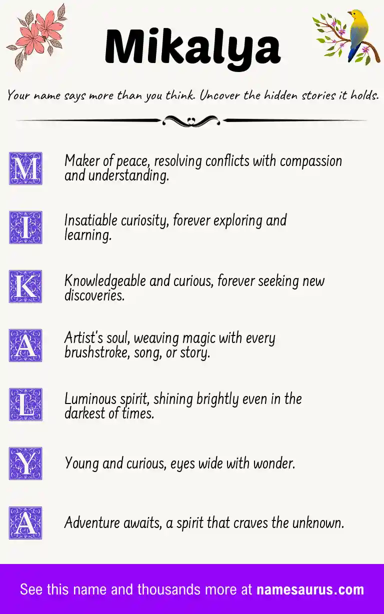 Acrostic poem about Mikalya.