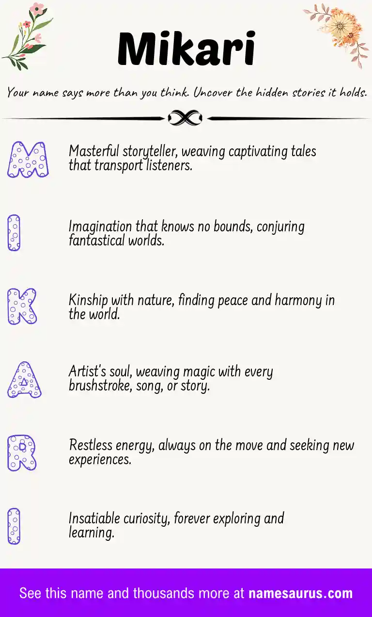 Acrostic poem about Mikari.