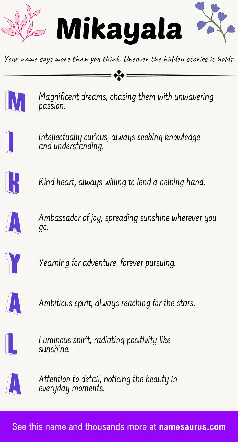 Acrostic poem about Mikayala.