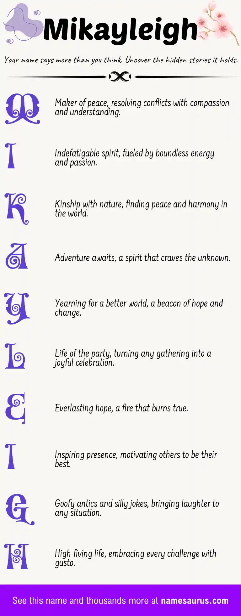 Acrostic poem about Mikayleigh.