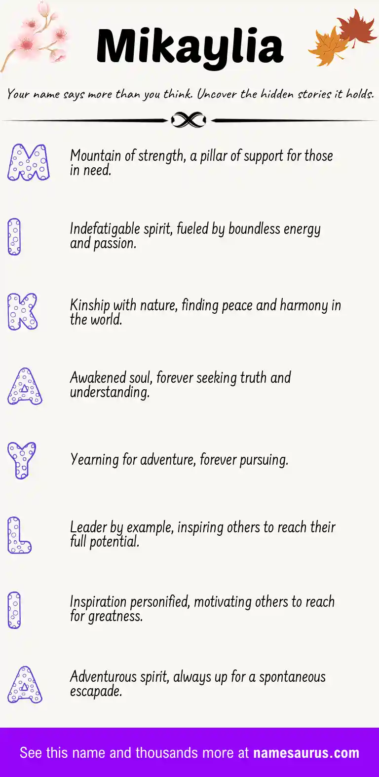 Acrostic poem about Mikaylia.