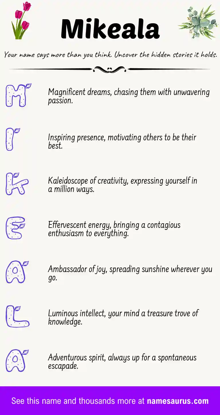 Acrostic poem about Mikeala.