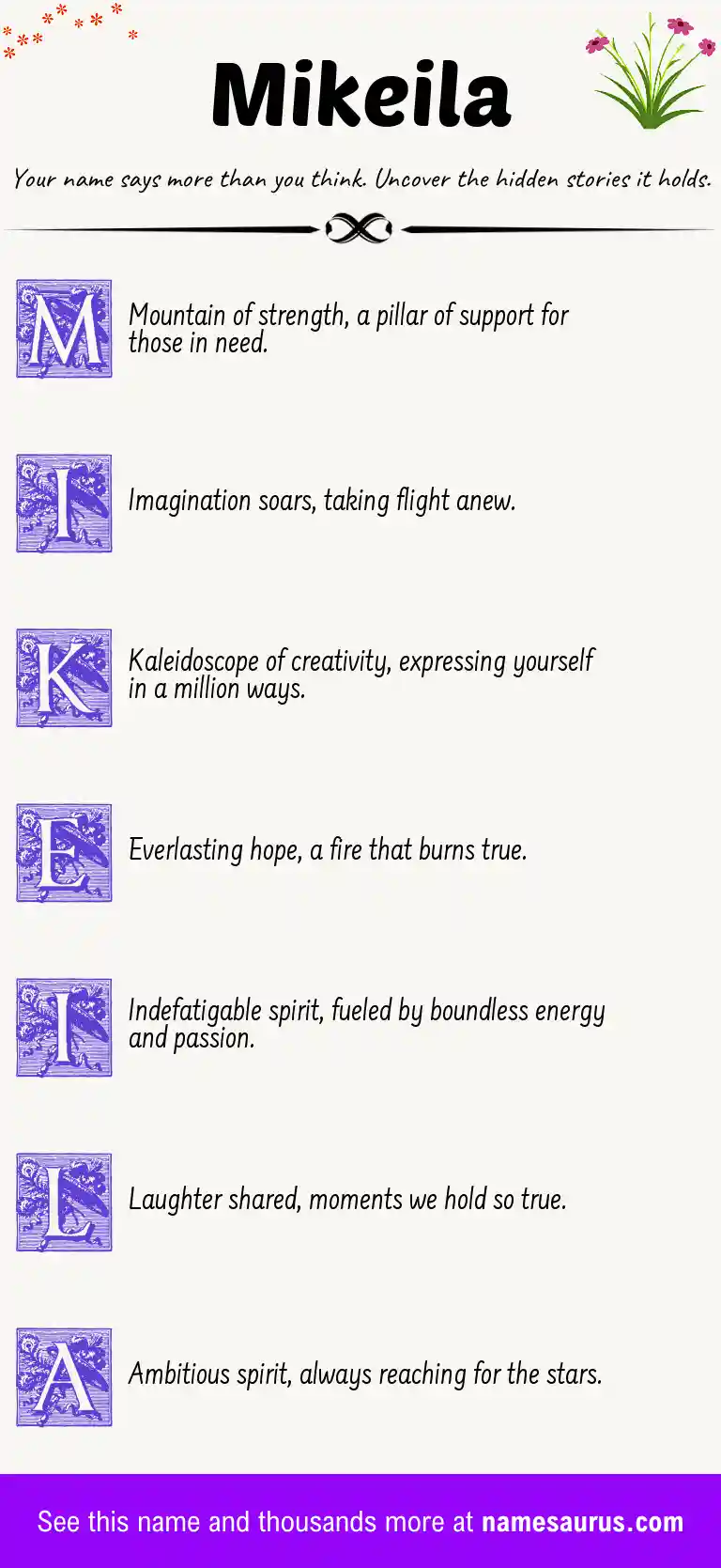 Acrostic poem about Mikeila.