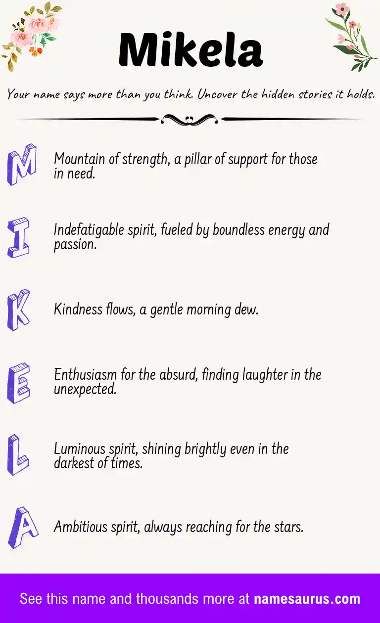Acrostic poem about Mikela.