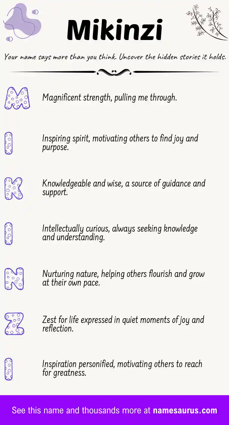 Acrostic poem about Mikinzi.