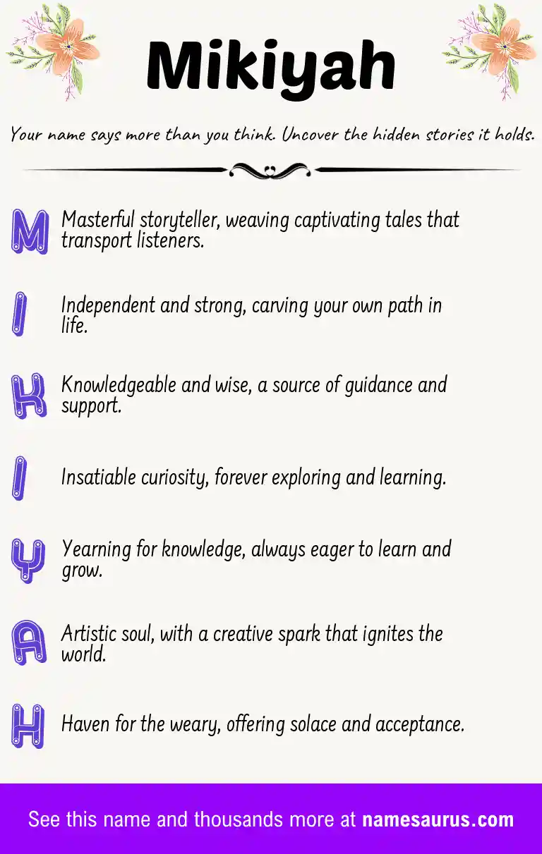Acrostic poem about Mikiyah.