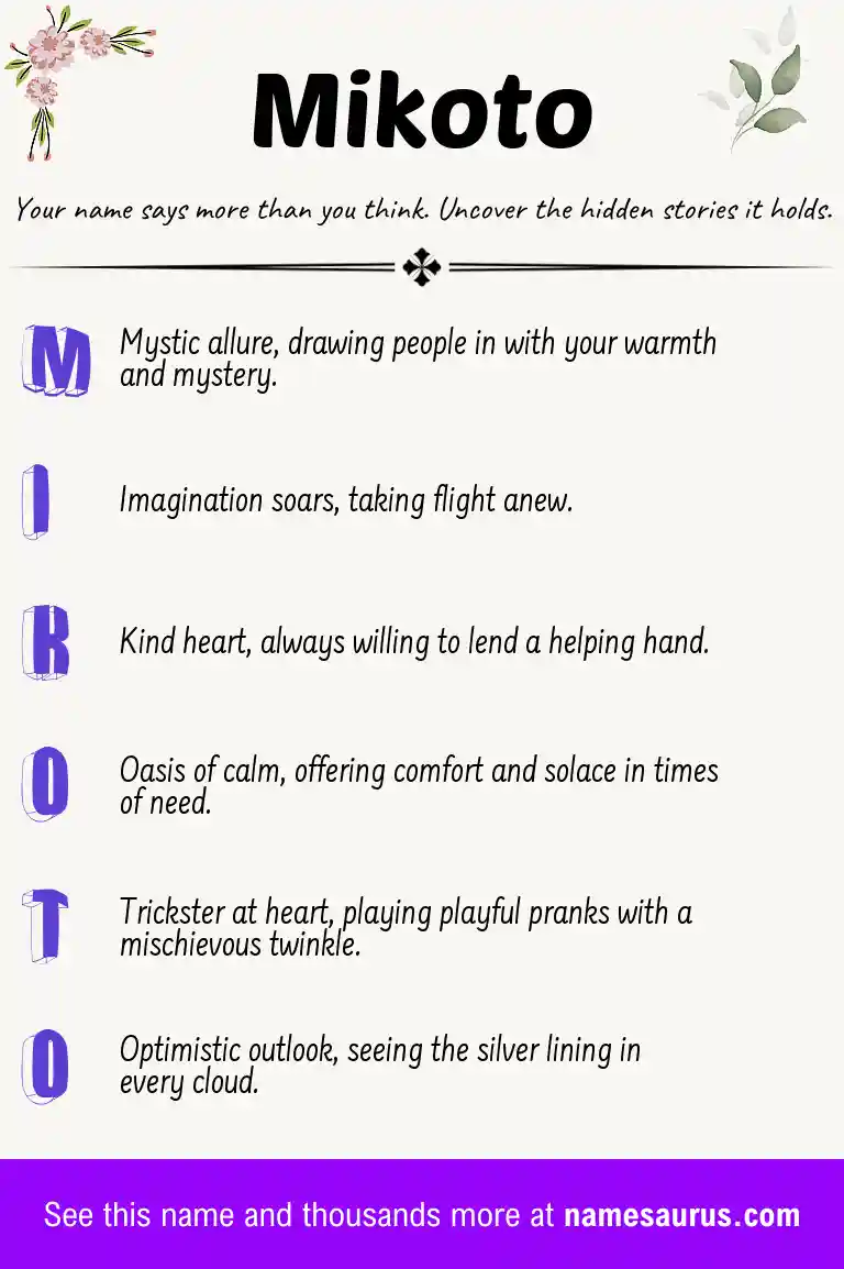 Acrostic poem about Mikoto.