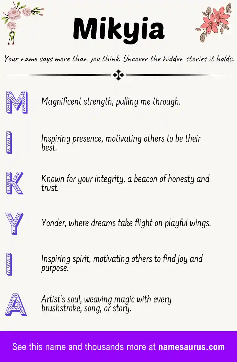 Acrostic poem about Mikyia.