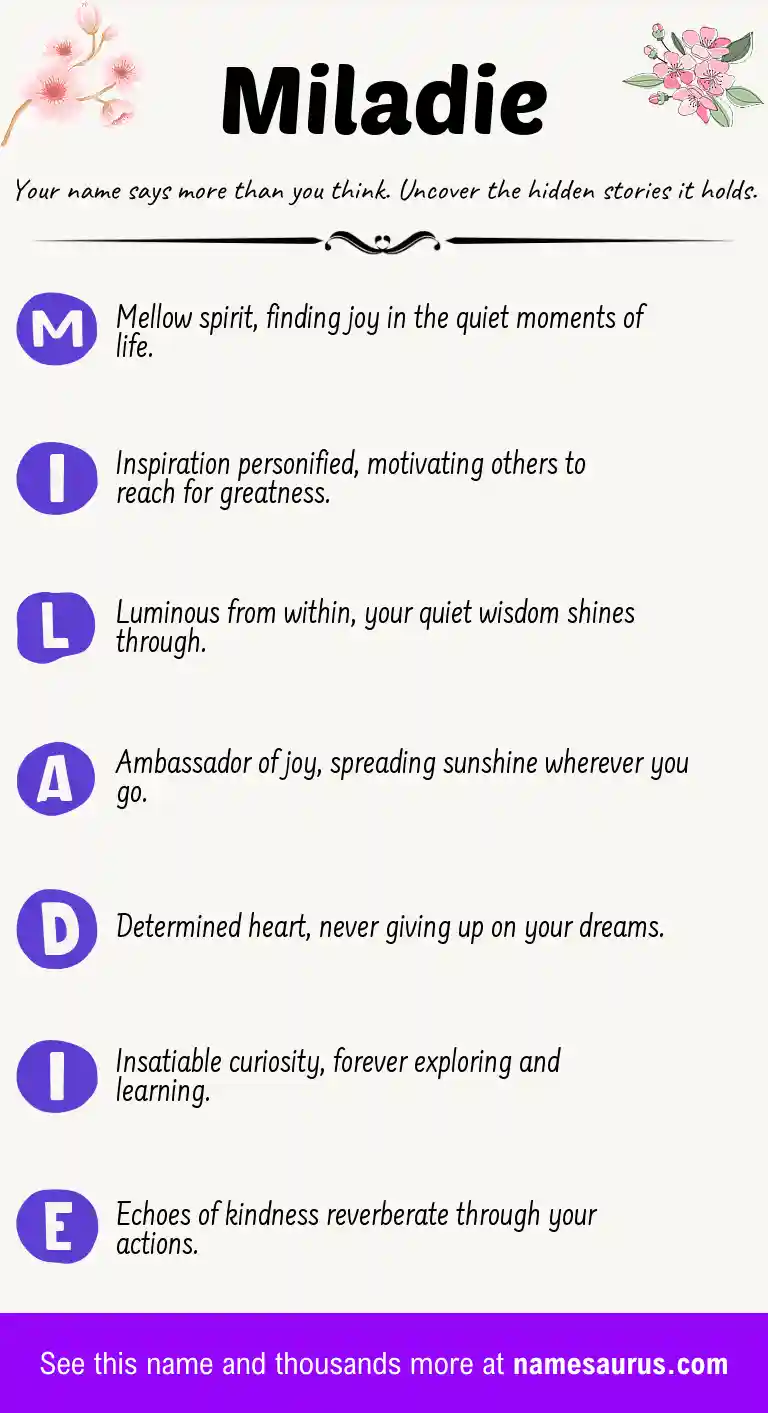 Acrostic poem about Miladie.