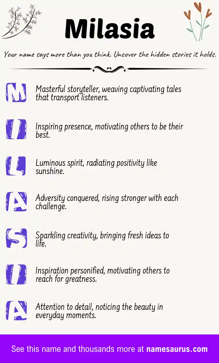 Acrostic poem about Milasia.