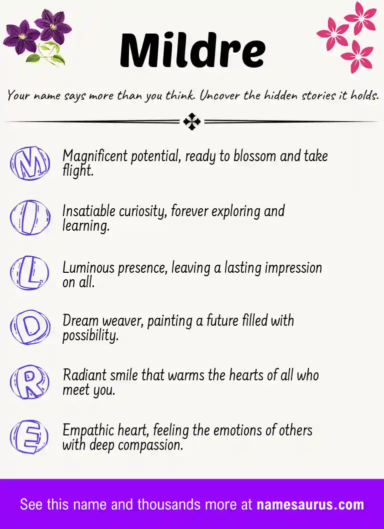 Acrostic poem about Mildre.
