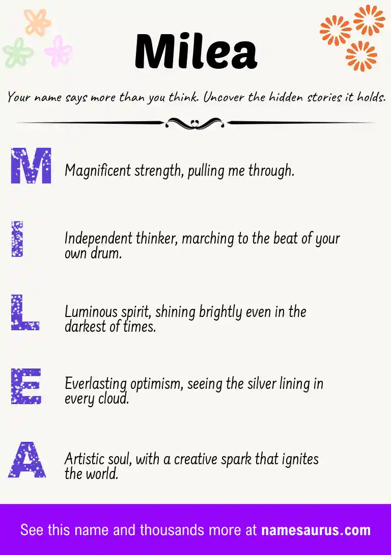 Acrostic poem about Milea.