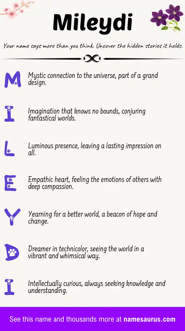 Acrostic poem about Mileydi.