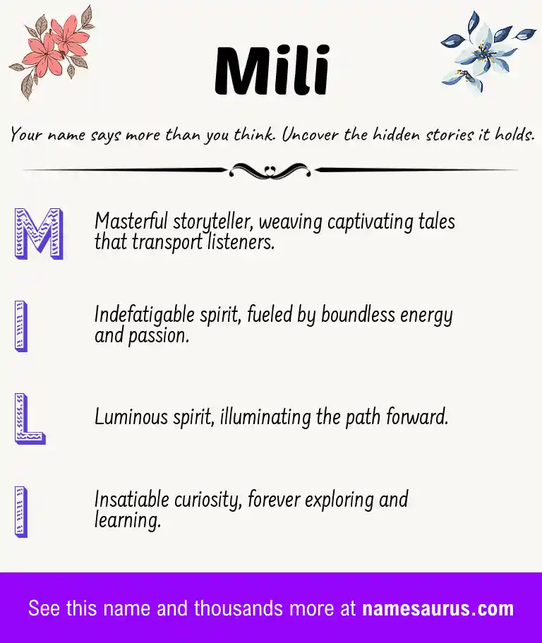 Acrostic poem about Mili.