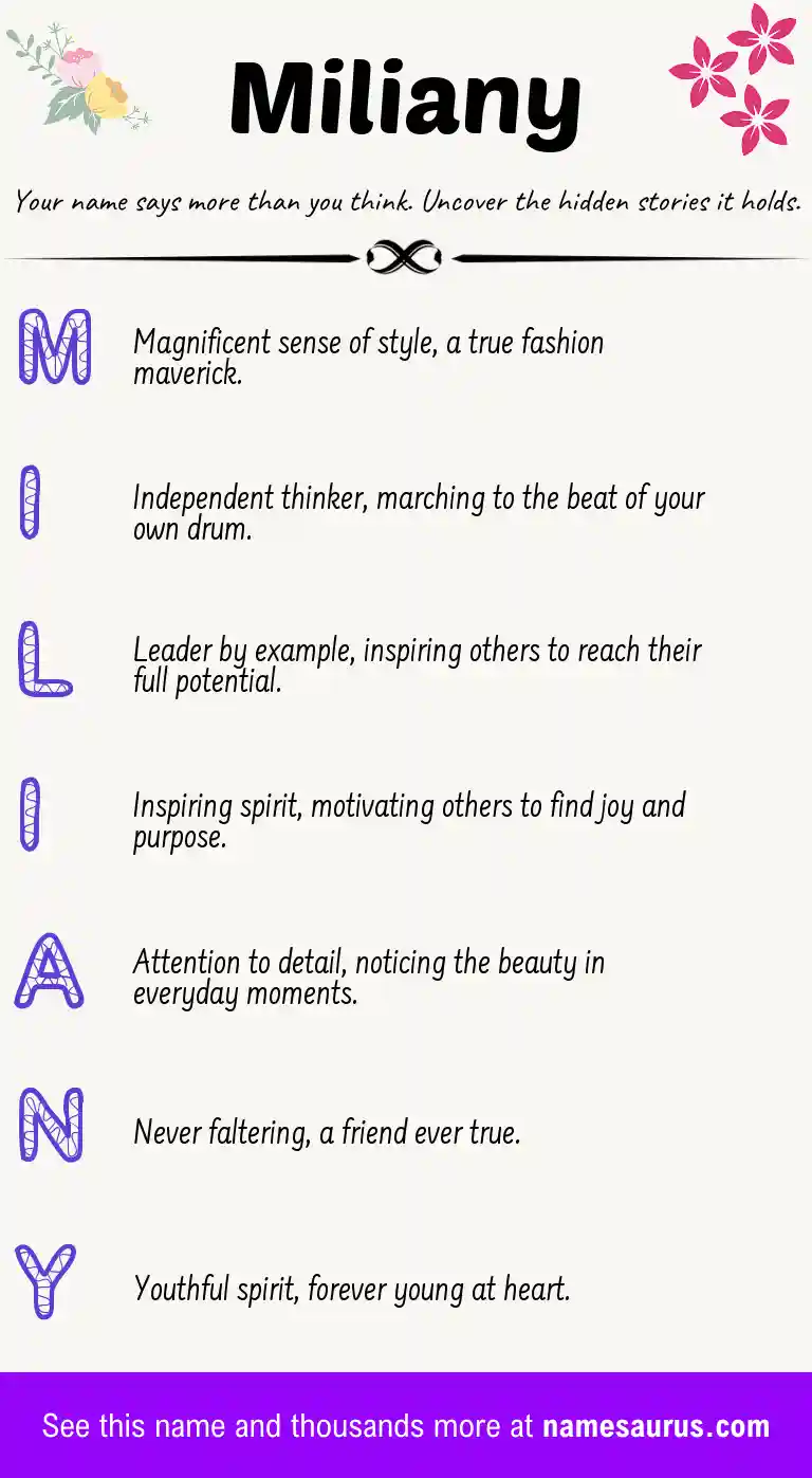 Acrostic poem about Miliany.