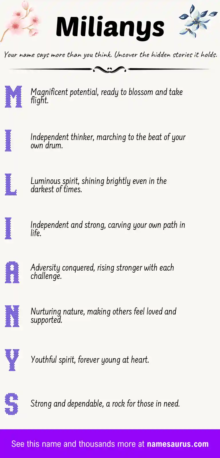 Acrostic poem about Milianys.