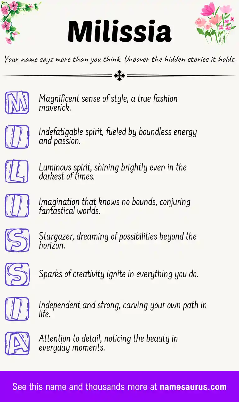 Acrostic poem about Milissia.