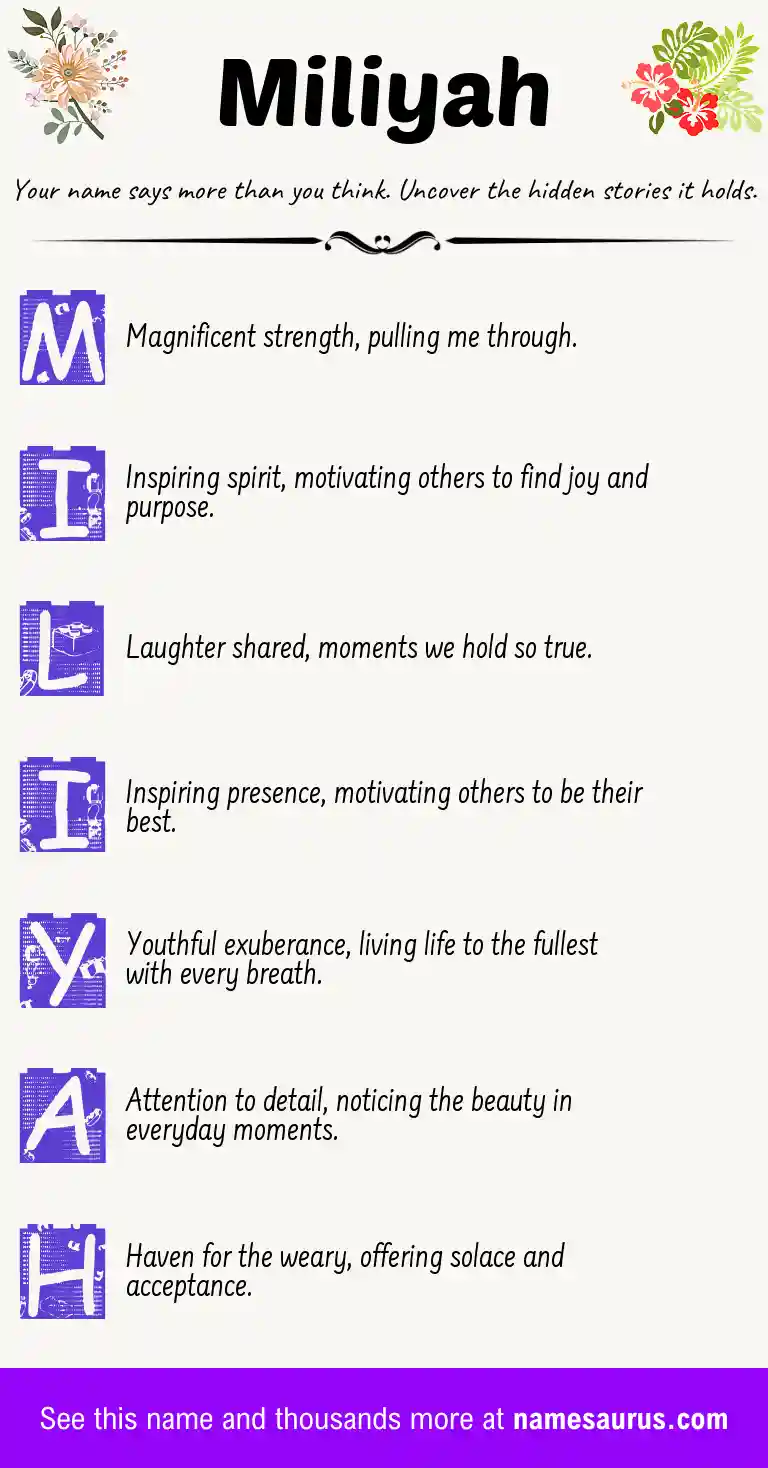 Acrostic poem about Miliyah.