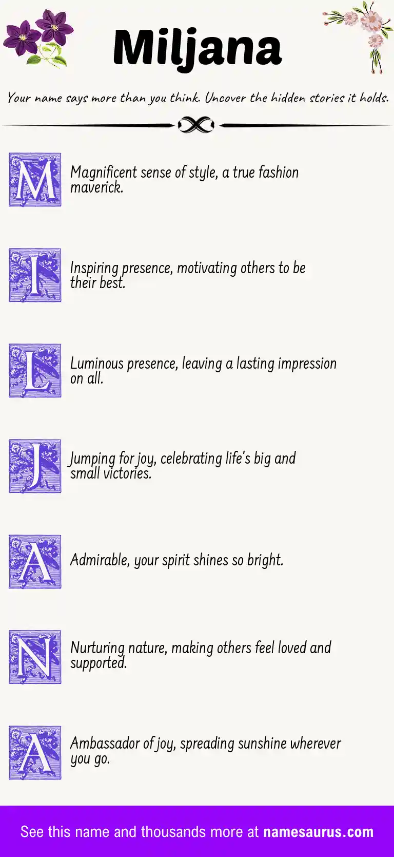 Acrostic poem about Miljana.