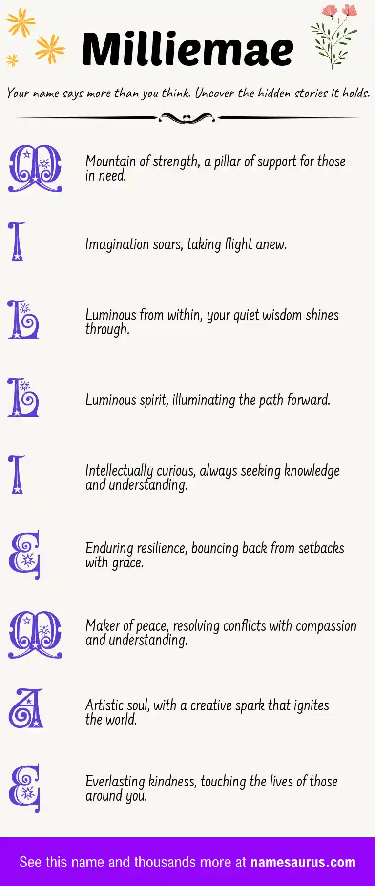 Acrostic poem about Milliemae.