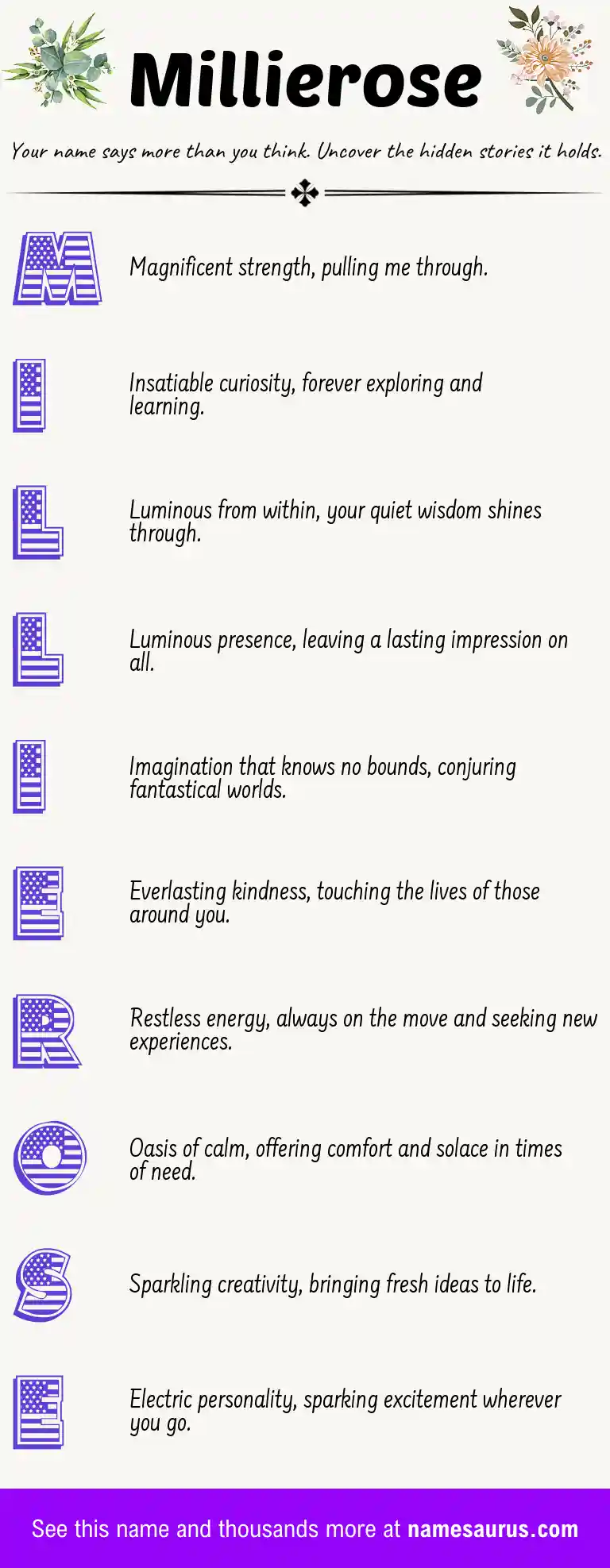 Acrostic poem about Millierose.