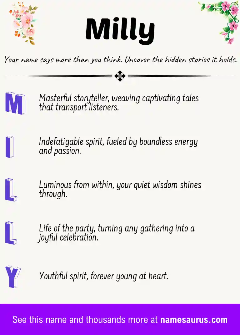 Acrostic poem about Milly.