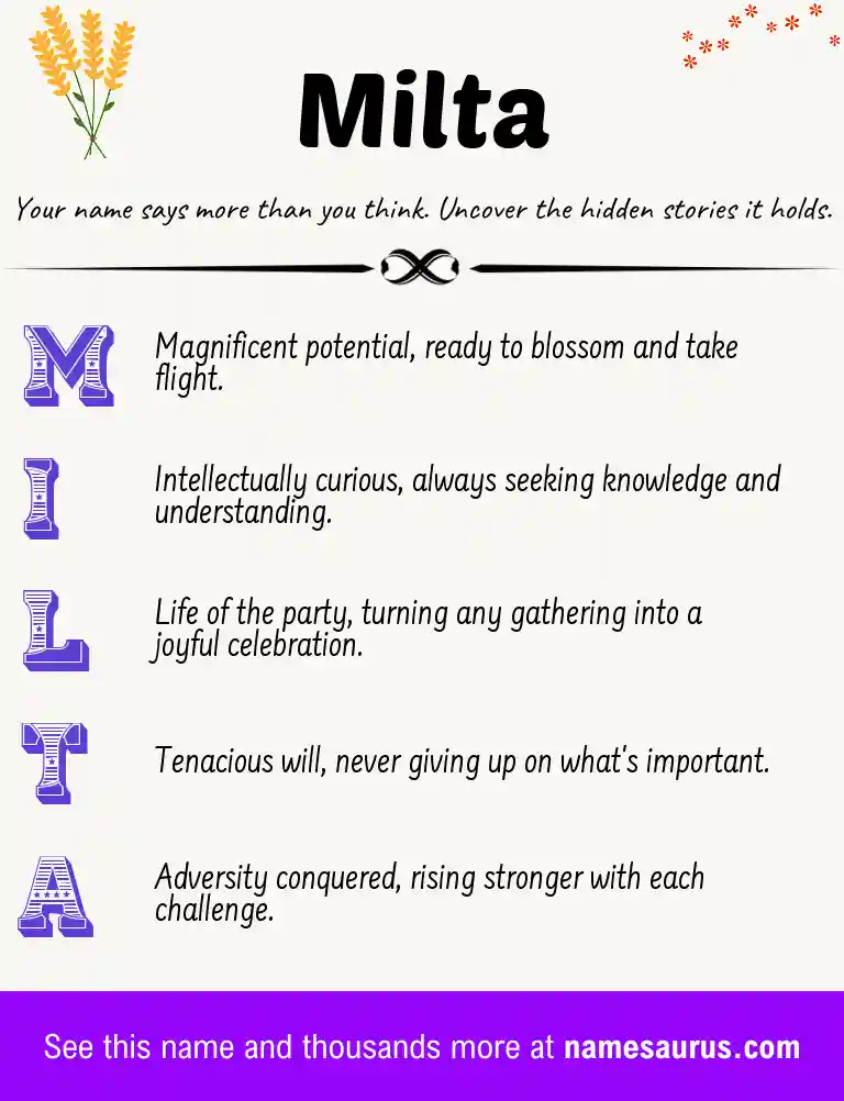 Acrostic poem about Milta.