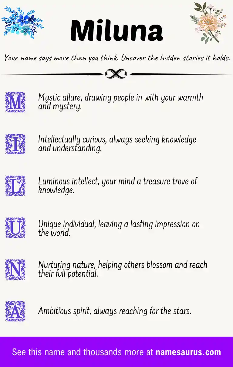 Acrostic poem about Miluna.